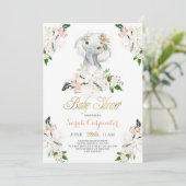 かわいい象の赤ちゃんのシャワー 女の子 招待状 (スタンド正面)