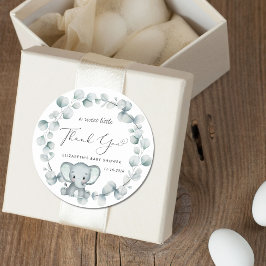 かわいい象の赤ちゃんシャワーありがとう ラウンドシール