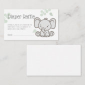 かわいい象の赤ちゃんシャワーおむつラッフル エンクロージャーカード (正面/裏面)