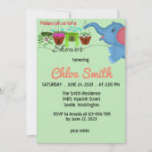 かわいい象の赤ちゃんシャワーの招待状 セーブザデート (正面)