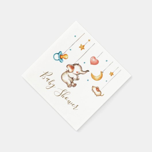 かわいい象の赤ちゃんシャワーナプキン スタンダードカクテルナプキン (角)