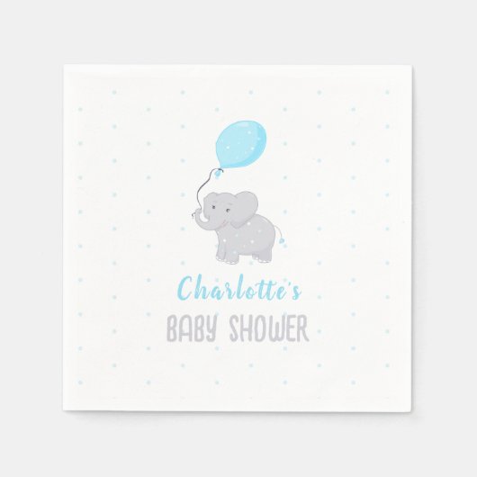 かわいい象の赤ちゃんシャワーボーイ スタンダードカクテルナプキン (正面)