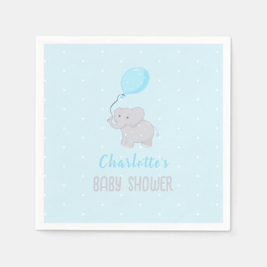 かわいい象の赤ちゃんシャワーボーイ スタンダードカクテルナプキン (正面)