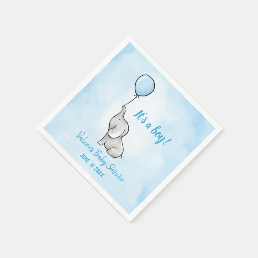 かわいい象の赤ちゃんシャワーボーイ スタンダードカクテルナプキン (角)