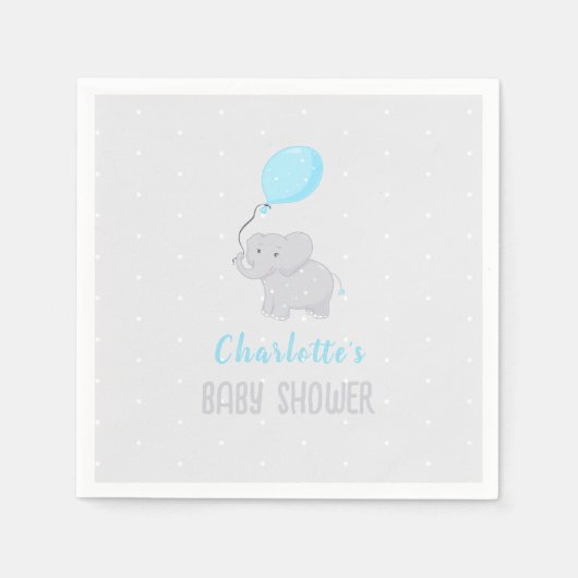 かわいい象の赤ちゃんシャワーボーイ スタンダードカクテルナプキン (正面)