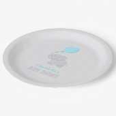 かわいい象の赤ちゃんシャワーボーイ ペーパープレート (アングル)