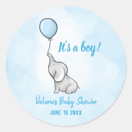 かわいい象の赤ちゃんシャワーボーイ ラウンドシール