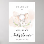 かわいい象の赤ちゃんシャワー歓迎ポスター24x36 ポスター (正面)