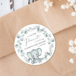 かわいい象の赤ちゃんシャワー ラウンドシール