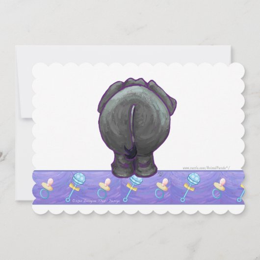 かわいい象の赤ちゃんシャワー 招待状 (裏面)
