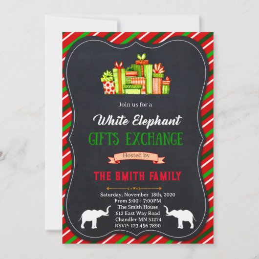 かわいい象の赤ちゃんシャワー 招待状 (正面)