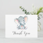 かわいい象の赤ちゃん グレー サンキューカード (スタンド正面)
