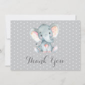 かわいい象の赤ちゃん グレー サンキューカード (正面)