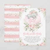 かわいい象の赤ちゃん ブッシュゴールド フラワーブック エンクロージャーカード (正面/裏面)