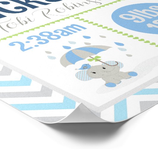 かわいい象の赤ちゃん 男の子の名前 誕生統計 ポスター (角)