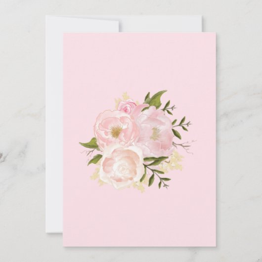 かわいい象の赤面のピンクの金ゴールドの花のベビーシャワー サンキューカード (裏面)