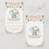 かわいい象の赤面ピンクのフローラブックスベビー エンクロージャーカード (正面/裏面)