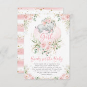 かわいい象の赤面金ゴールドフローラブックベビー エンクロージャーカード (正面/裏面)