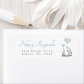 かわいい象の青いハートバルーン少年の赤ちゃんシャワー ラベル (インサイチュ)