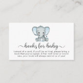 かわいい象の青い本で赤ちゃんシャワー エンクロージャーカード (正面)