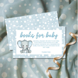 かわいい象の青い本ベビーチケット エンクロージャーカード
