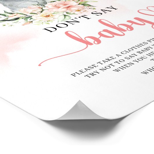 かわいい象の青い花はベビーゲームを言わない ポスター (角)