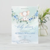 かわいい象の青い花 招待状 (スタンド正面)