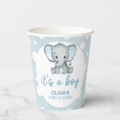 かわいい象の青い赤ちゃんシャワー 紙コップ (裏面)