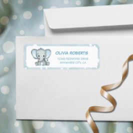 かわいい象の青のリターンアドレス ラベル