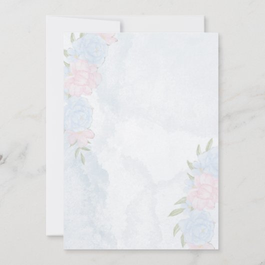 かわいい象の風船ピンクのフローラ赤ちゃんシャワー サンキューカード (裏面)