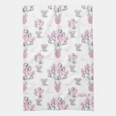 かわいい象の風船&雲ベビーガール キッチンタオル (縦)