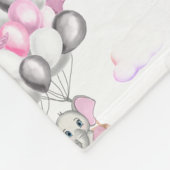 かわいい象の風船&雲ベビーガール フリースブランケット (角)