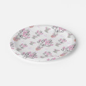 かわいい象の風船&雲ベビーガール ペーパープレート (アングル)