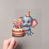 かわいい象の12歳の誕生日 アクリル招待状 (インサイチュ (ポータブル))