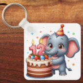 かわいい象の12歳の誕生日 キーホルダー (正面)