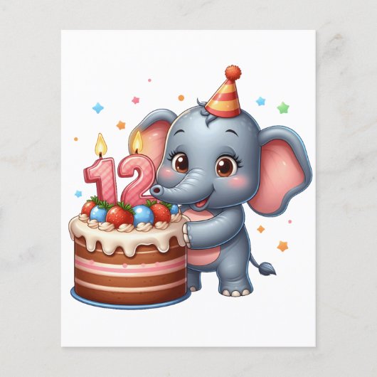 かわいい象の12歳の誕生日 チラシ (正面)