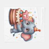 かわいい象の12歳の誕生日 フリースブランケット (正面(横))