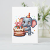 かわいい象の12歳の誕生日 出欠カード (スタンド正面)