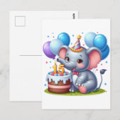 かわいい象の15歳の誕生日 ポストカード (正面/裏面)