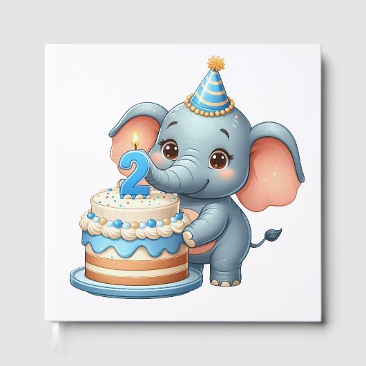 かわいい象の2歳の誕生日 ゲストブック (正面)