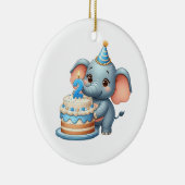 かわいい象の2歳の誕生日 セラミックオーナメント (右)