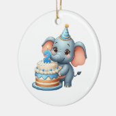 かわいい象の2歳の誕生日 セラミックオーナメント (左)