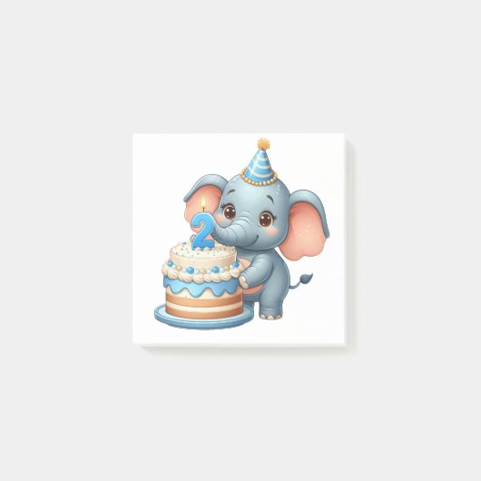 かわいい象の2歳の誕生日 ポストイット (正面)
