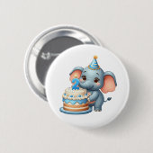 かわいい象の2歳の誕生日 缶バッジ (正面&裏面)