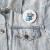 かわいい象の2歳の誕生日 缶バッジ (インサイチュ)