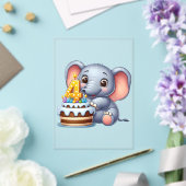 かわいい象の4歳の誕生日 アクリル招待状 (インサイチュ (ウェディング))