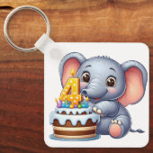 かわいい象の4歳の誕生日 キーホルダー (正面)