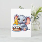 かわいい象の4歳の誕生日 招待状 (スタンド正面)