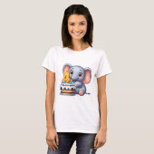 かわいい象の4歳の誕生日 Tシャツ (正面フル)