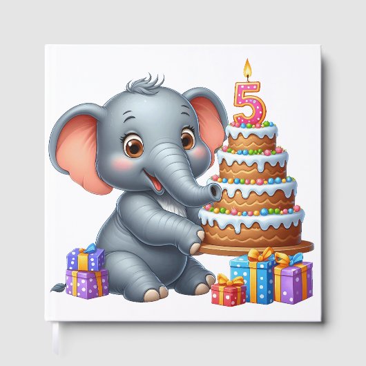 かわいい象の5歳の誕生日 ゲストブック (正面)